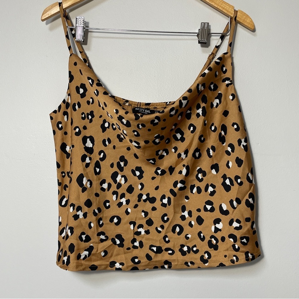 Nasty Gal Leopard Print Cowl Neck Cami Tank Top Women’s XL